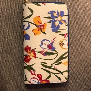 Tory Burch Floral Leather Emerson Zip